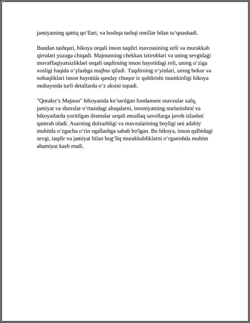 "Qorakoʻz Majnun" Hikoyasiga Maqola 4