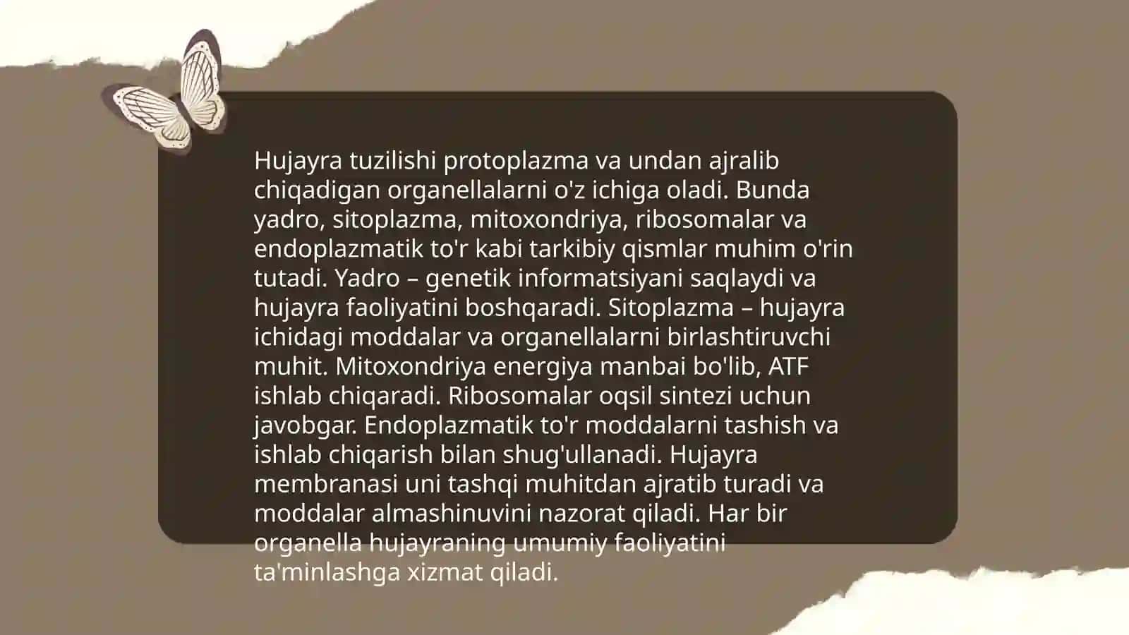 Hujayra darajasidagi umumbiologik qonuniyatlarni òrganish 4