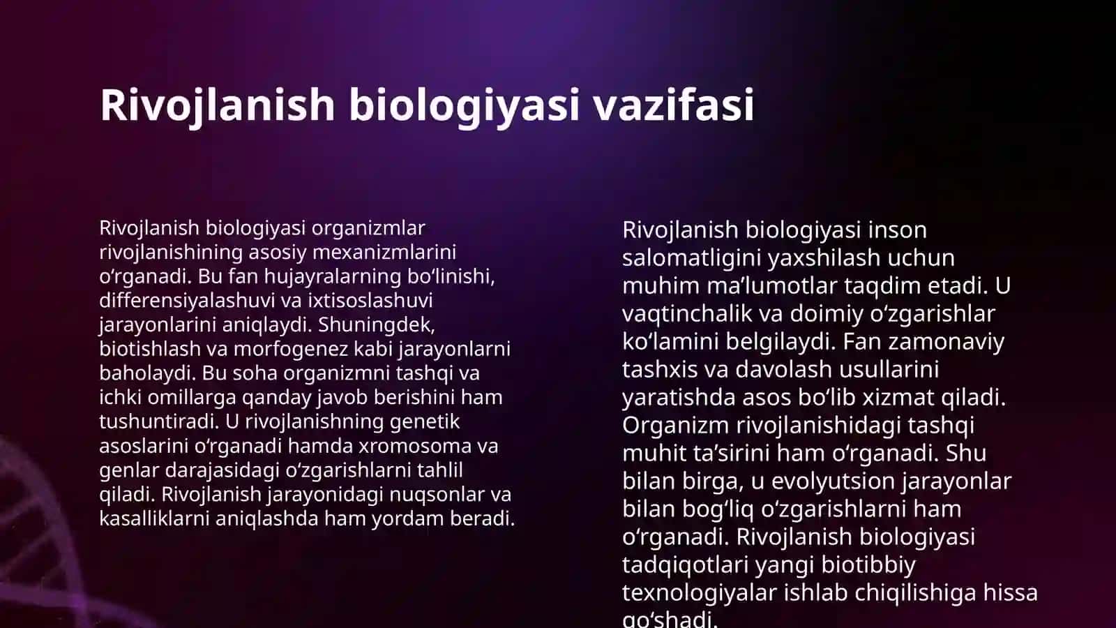 RIVOJLANISH BIOLOGIYASI. ONTOGENEZ BOSQICHLARI 4