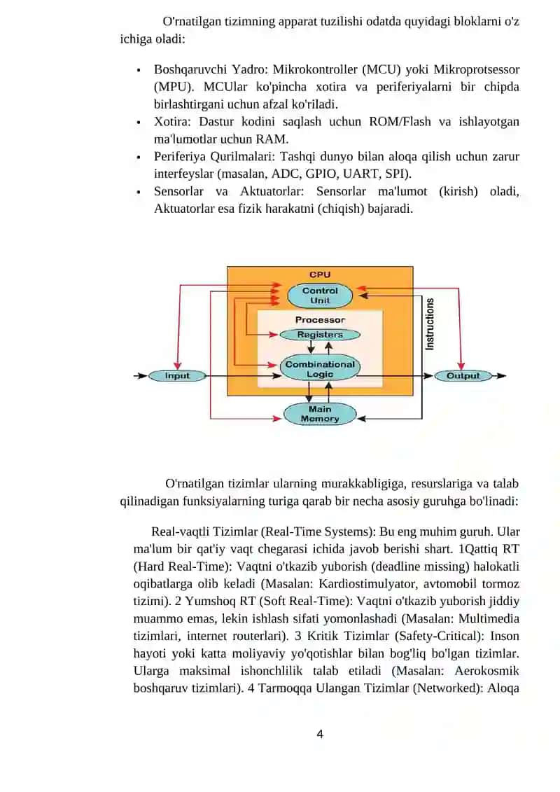 O'RNATILGAN TIZIMLARNING UMUMIY ASOSLARI 4