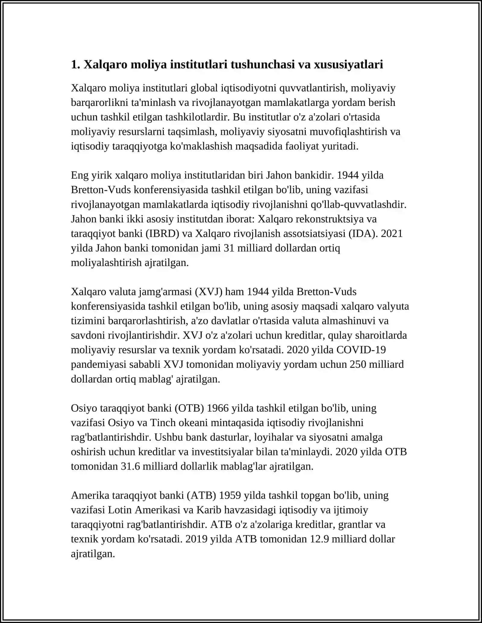 XALQARO MOLIYA INSTITUTLARI VA ULARNING TURLARI 4
