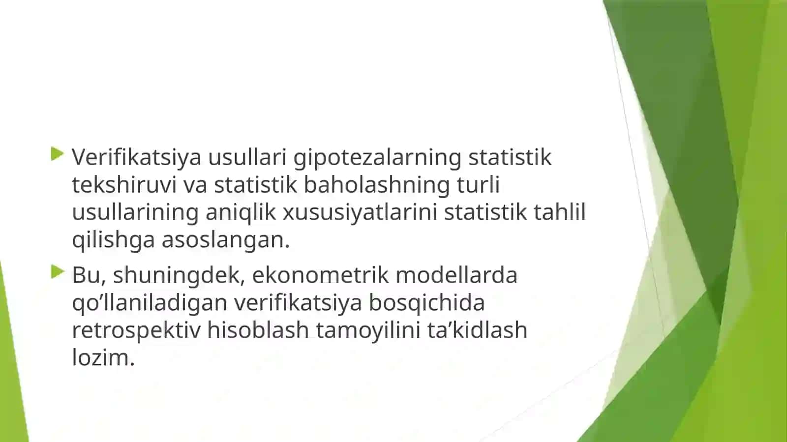 Ekonometrik modellarni baholash 4