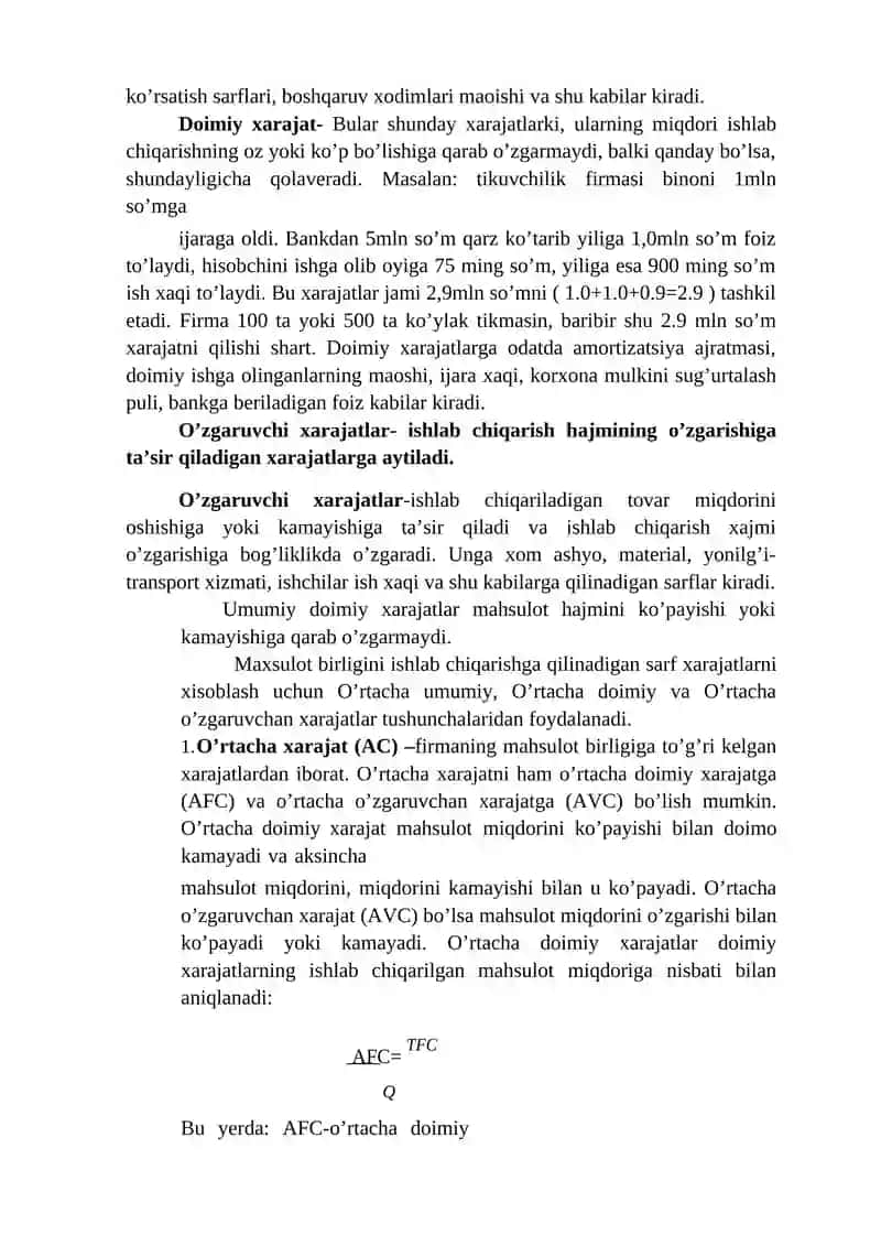Ishlab chiqarish xarajatlari va foyda 4