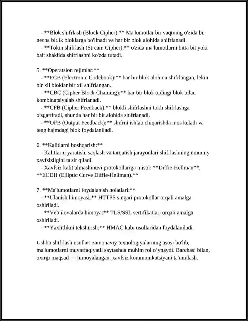 AXBOROT XAVFSIZLIGI VA HIMOYALASH USULLARI 4