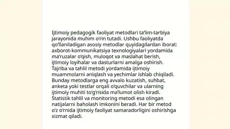 Ijtimoiy pedagogik faoliyat metodikasi va texnalogiyalari 4