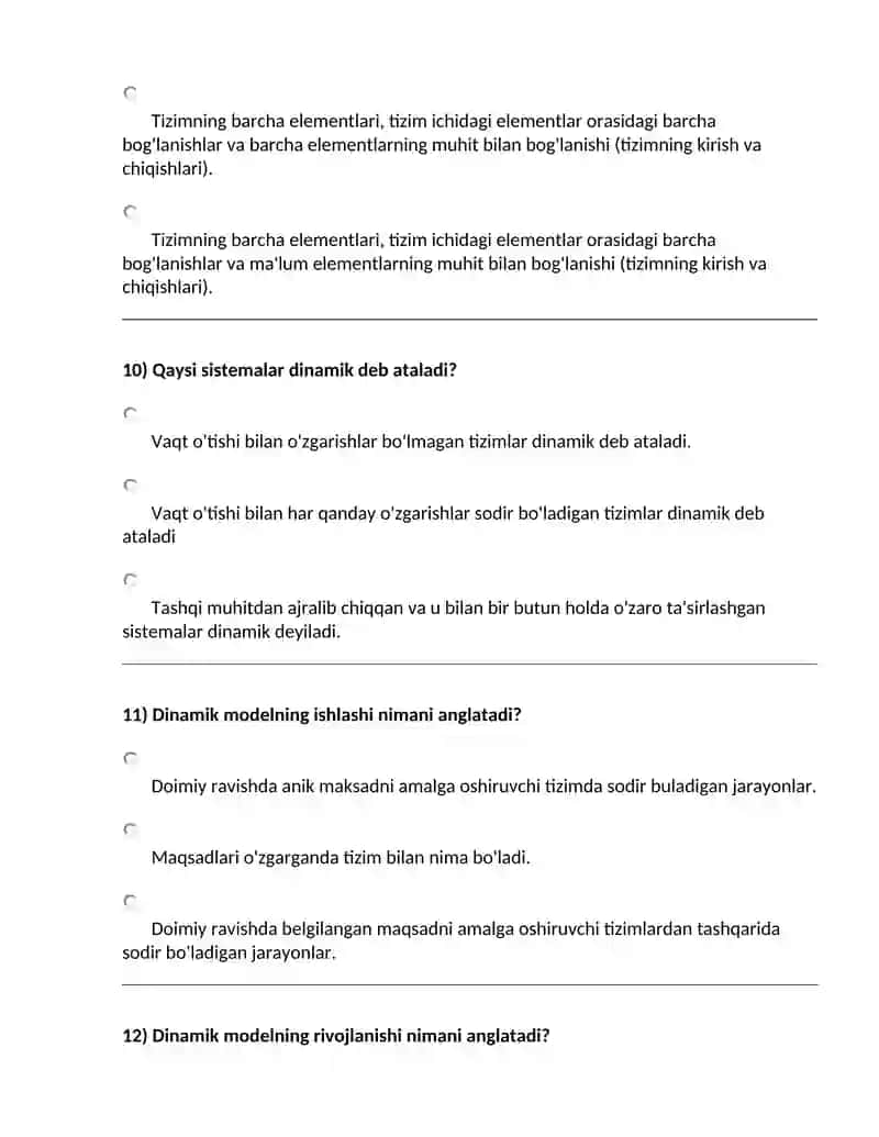 axborot tizimlarini loyihalash va tizimli tahlil fanidan test topshiriqlari 4