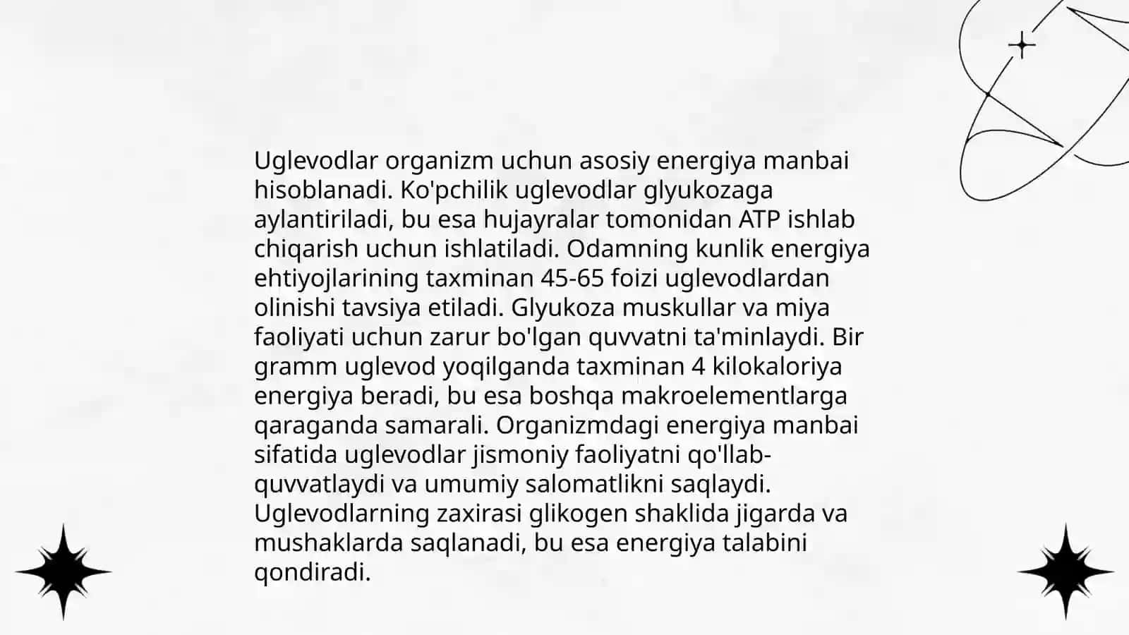 Uglevod va ularning oziqlanishdagi ahamiyati va gluhoneogener 4