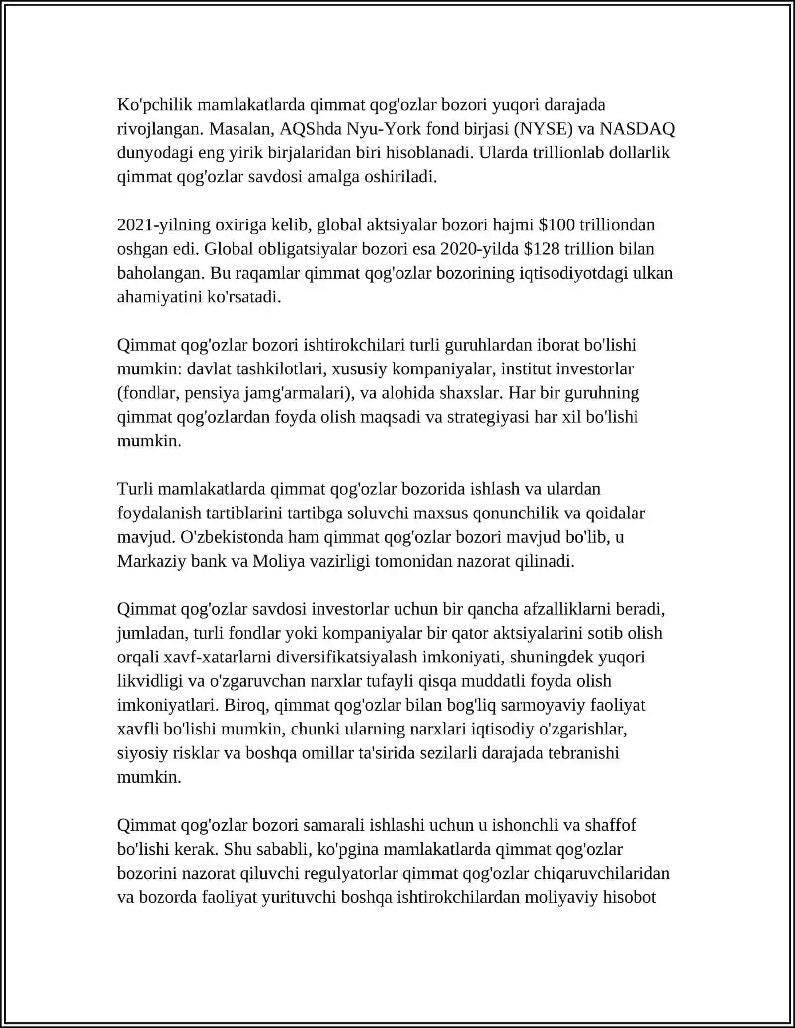 MUSTAQIL ISH Mavzu: QIMMAT QOG’OZLAR,ULARNING TURLARI VA AMAL QILISHI 4