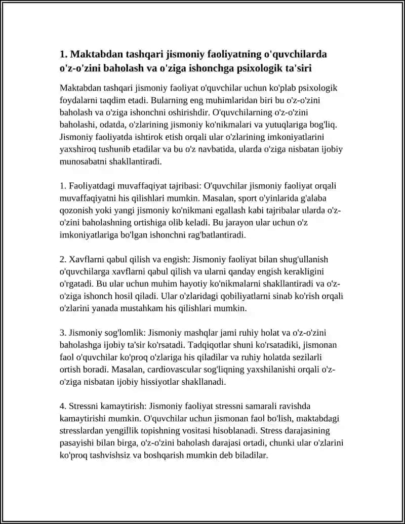 MAKTABDAN TASHQARI JISMONIY FAOLIYATNING OQUVCHILARGA PSIXOLOGIK TA'SIRI 4