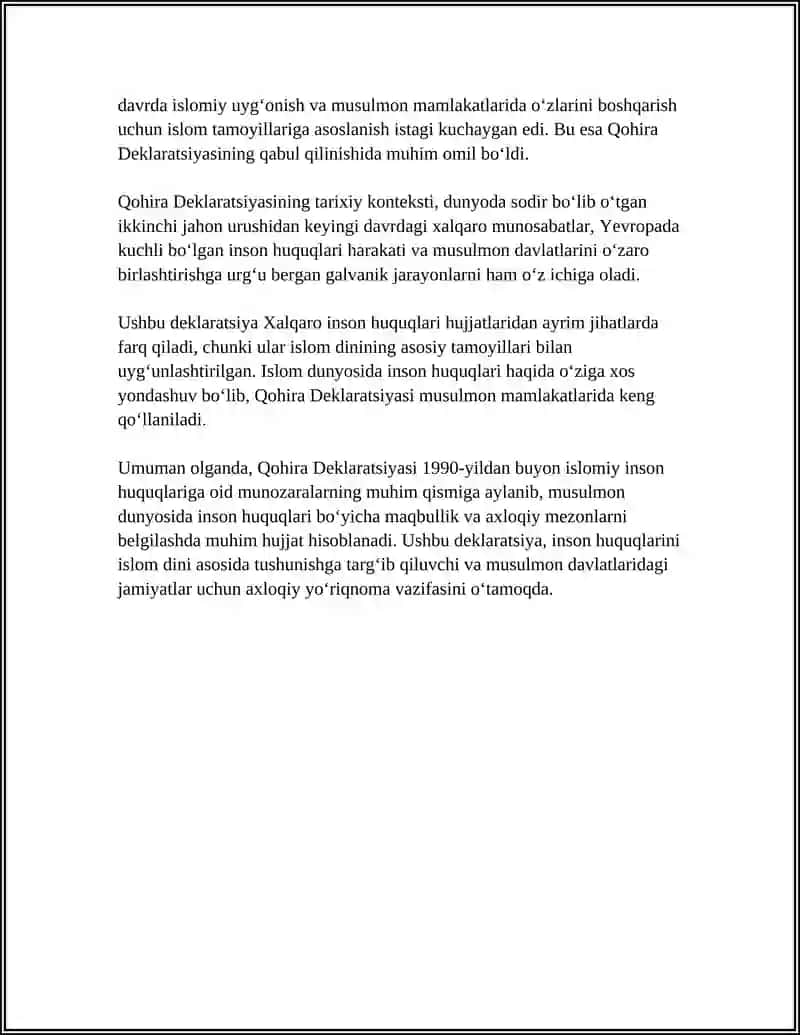 Qohira Deklaratsiyasi Tarixi va Mazmuni 4