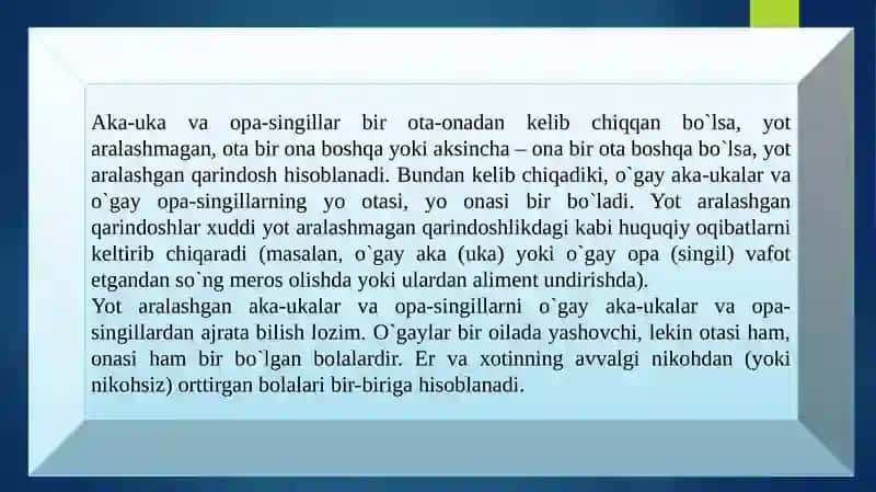 QON-QARINDOSHLIK VA BOLALARNING NASL-NASABINI BELGILASH 4