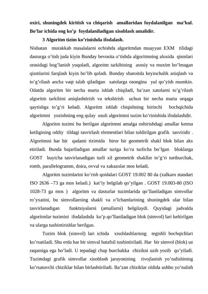 Algoritmning xossalari, yozilish usullari va turlari 4