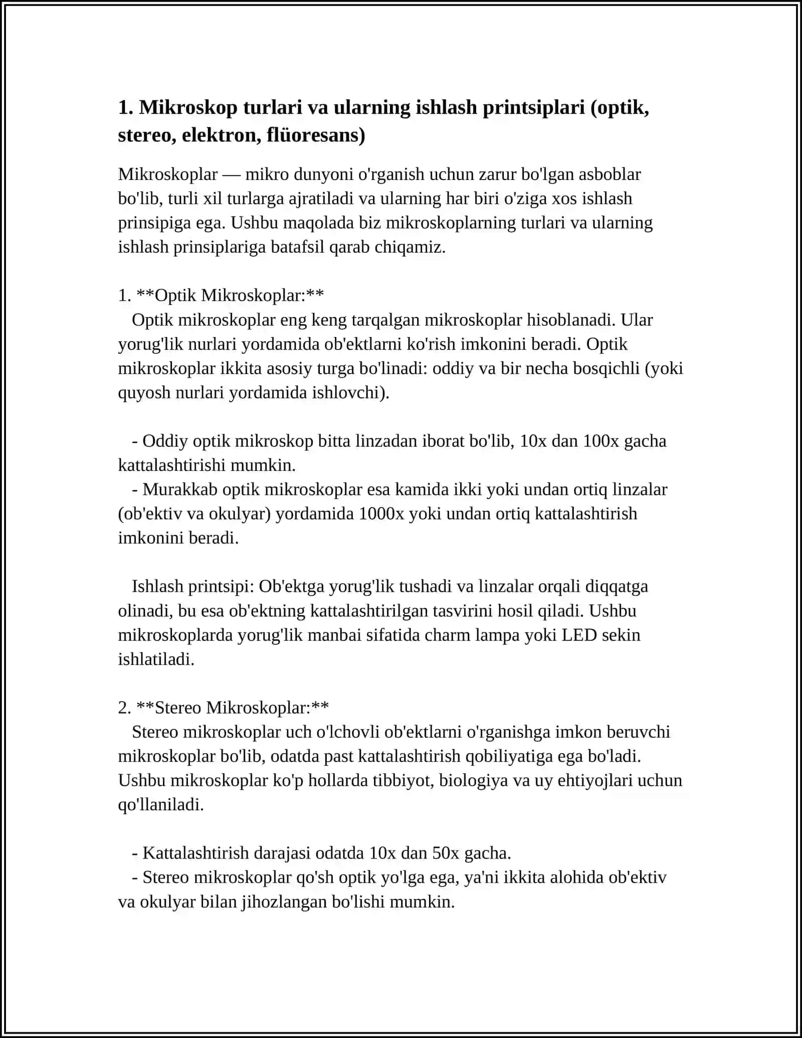 MIKROSKOP XILLARI U BILAN ISHLASH VA FOYDALANISH TEXNIKASI BILAN TANISHISH 4
