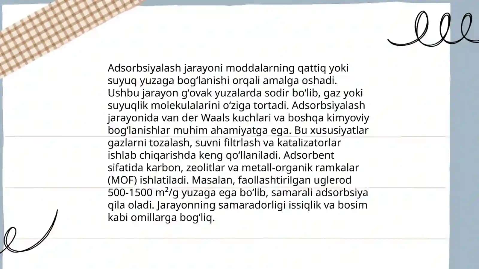 Kimyoviy muvozanat adsorbsiya qonuniyatlari termodinamik funksiyalarasosida parametrlarni nazariy aniqlash 4