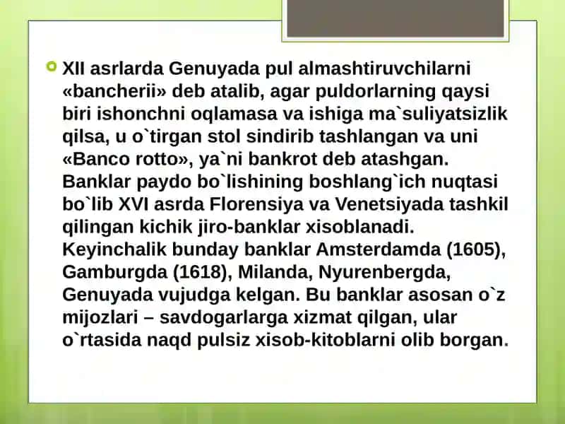 Banklarning kelib chiqishi va bank tizimi 4