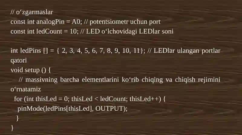 POTANSIYOMETRNI ISHGA TUSHIRISH ORQALI YORITILGAN DIODLAR SONINIO‘ZGARTIRISH 4