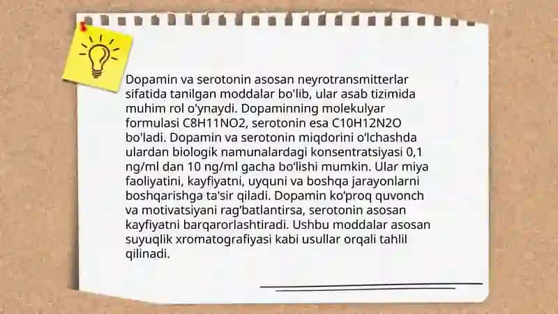 Ruhiy va asab tizimi kasalliklari kelib chiqish mexanizimlarining biokimyoviy aniqlash yo'llari 4