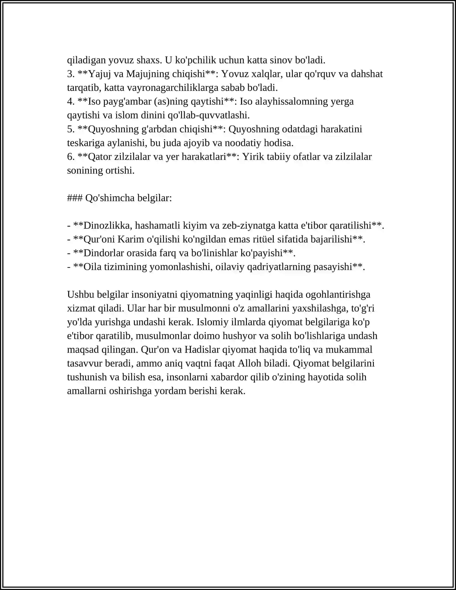 ESXATALOGIYANING MOHIYATI: QIYOMAT VA OXIRAT DUNYOSI 4