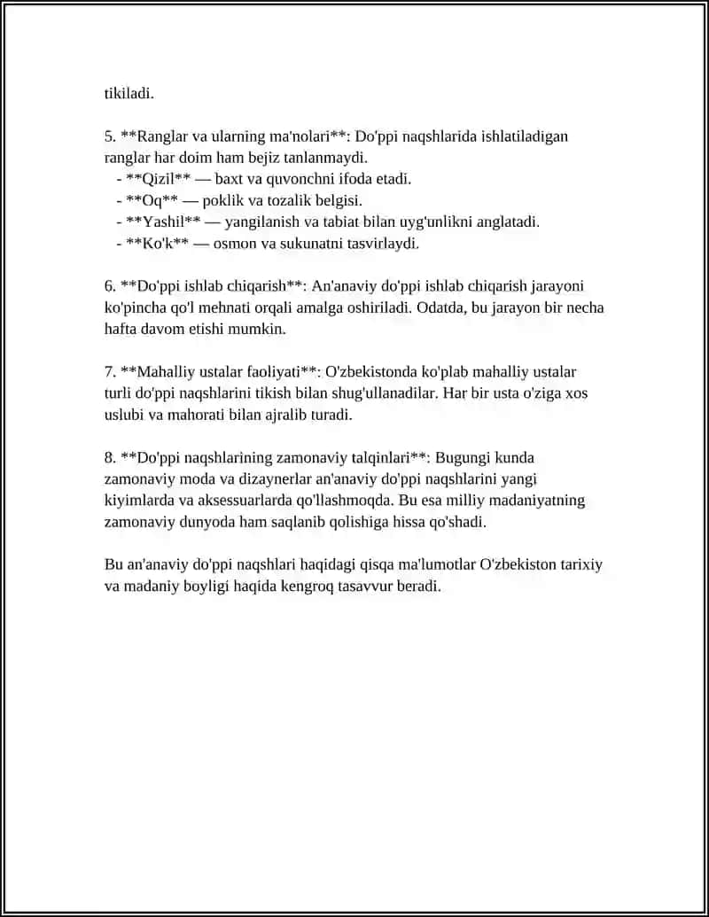 DOʻPPI TIKISHDA NAQSH ELEMENTLARI, BEZASH USULLARI 4