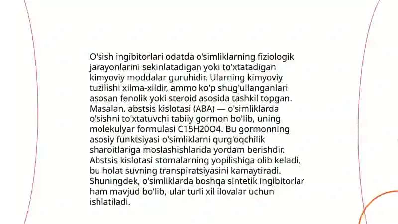 Tabiiy o’sish ingibitorlari va ularning fiziologik ro’li 4