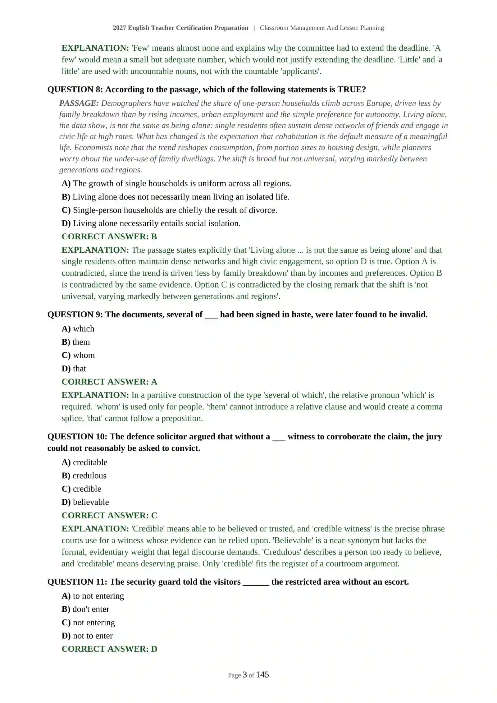 ENGLISH TEACHER ASSESSMENT - CLASSROOM MANAGEMENT AND LESSON PLANNING - 2027 CERTIFICATION PREPARATION 4