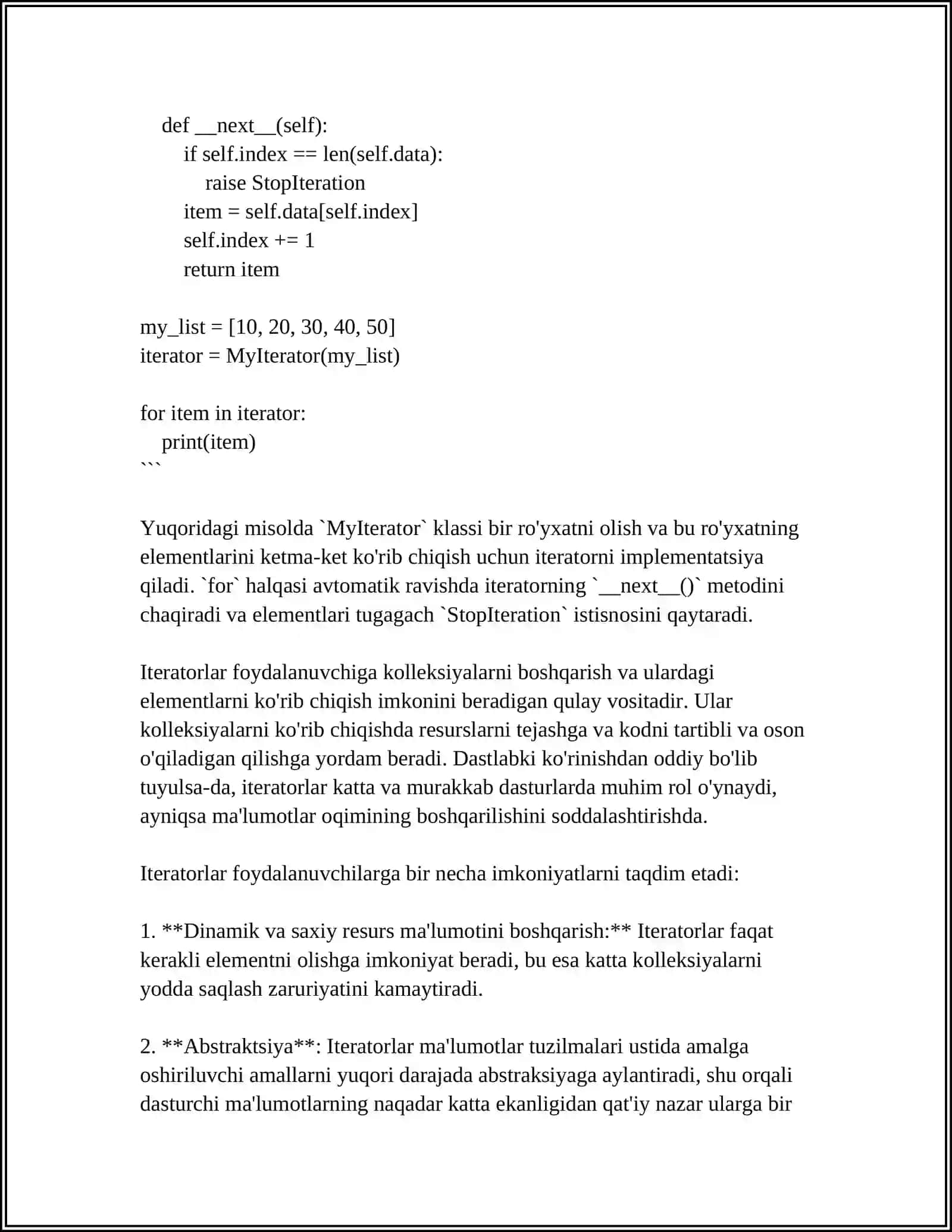 ITERATOR VA ULARNING TURLARI 4