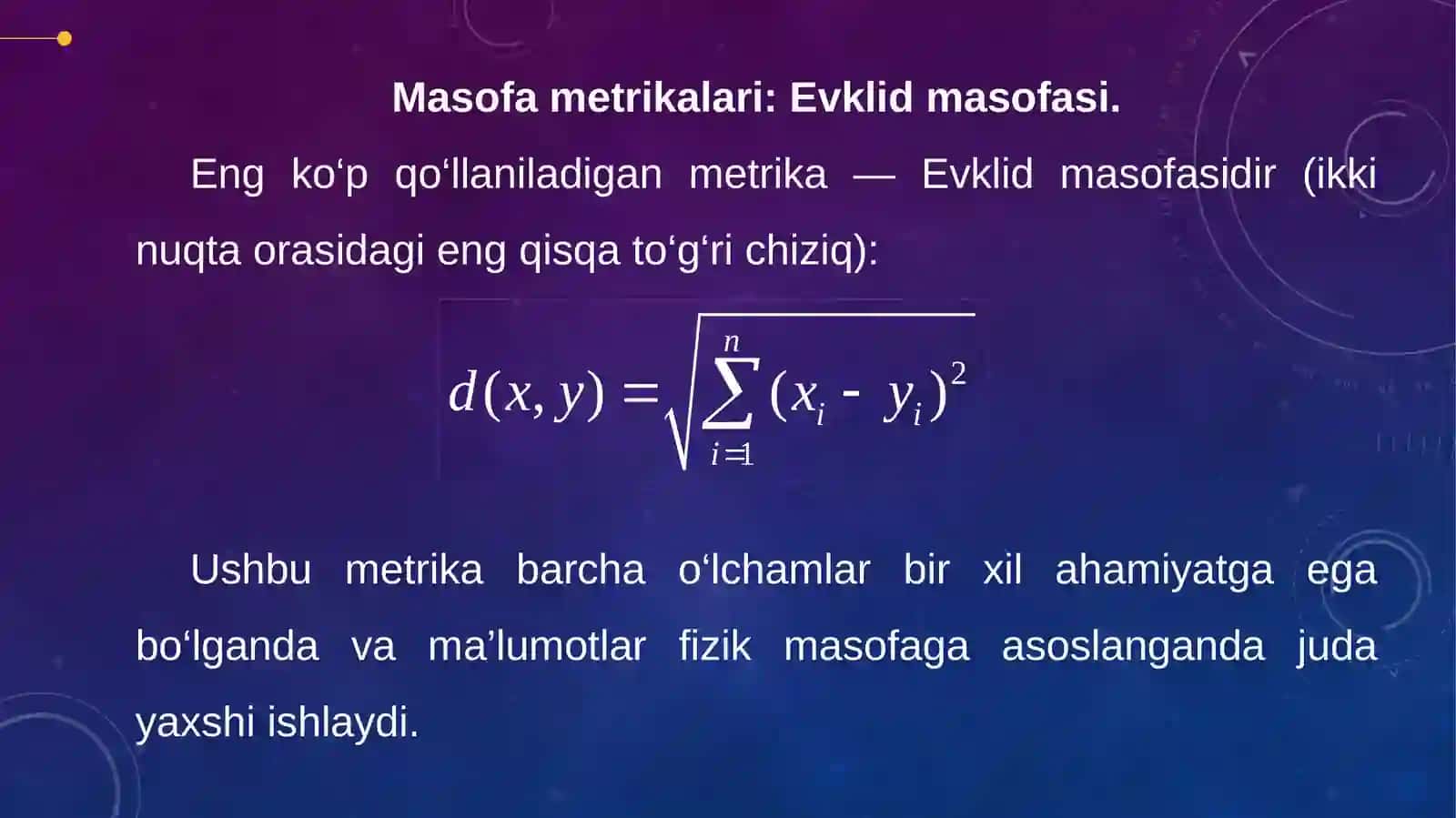 K-eng yaqin qo‘shnilar usuli (KNN) ideal slayd 4