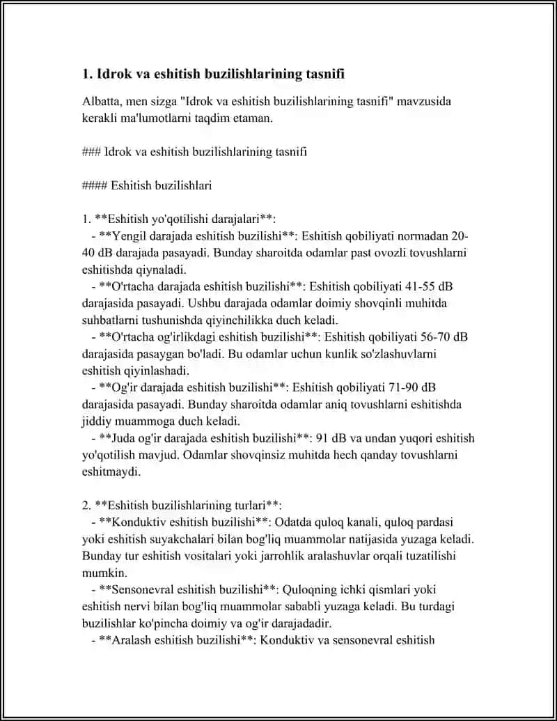 Idrok va eshitish buzilishlarining tasnifi 4