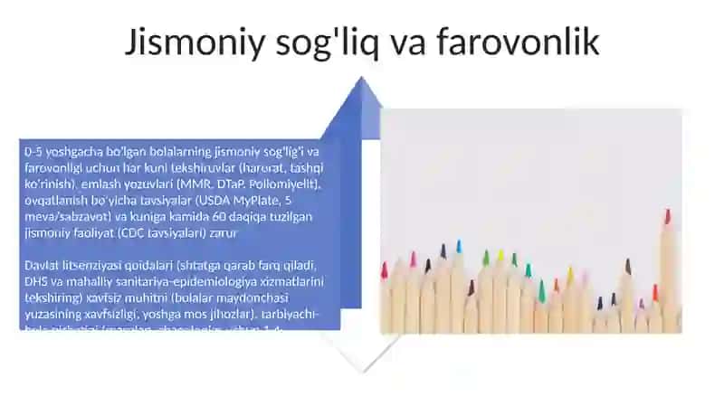 Ilk va maktabgacha bolalar rivojlanishiga qoyiladigan davlat talablarida jismoniy rivojlanish 4