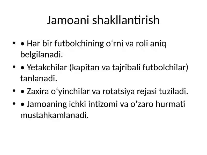 Jamoani musobaqaga tayyorlash va uni o‘yinda boshqarish 4