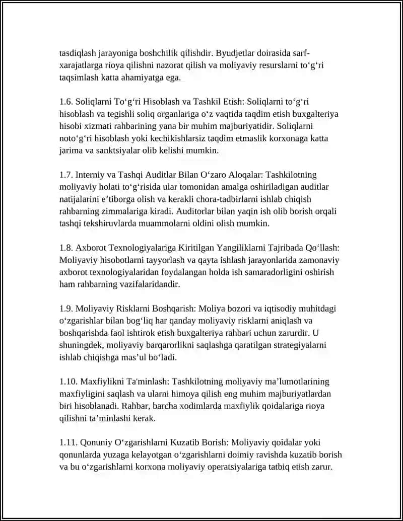 BUĢALTERIYA HISOBI XIZMATI RAHBARINING MAJBURIYAT VA HUQUQLARI 4