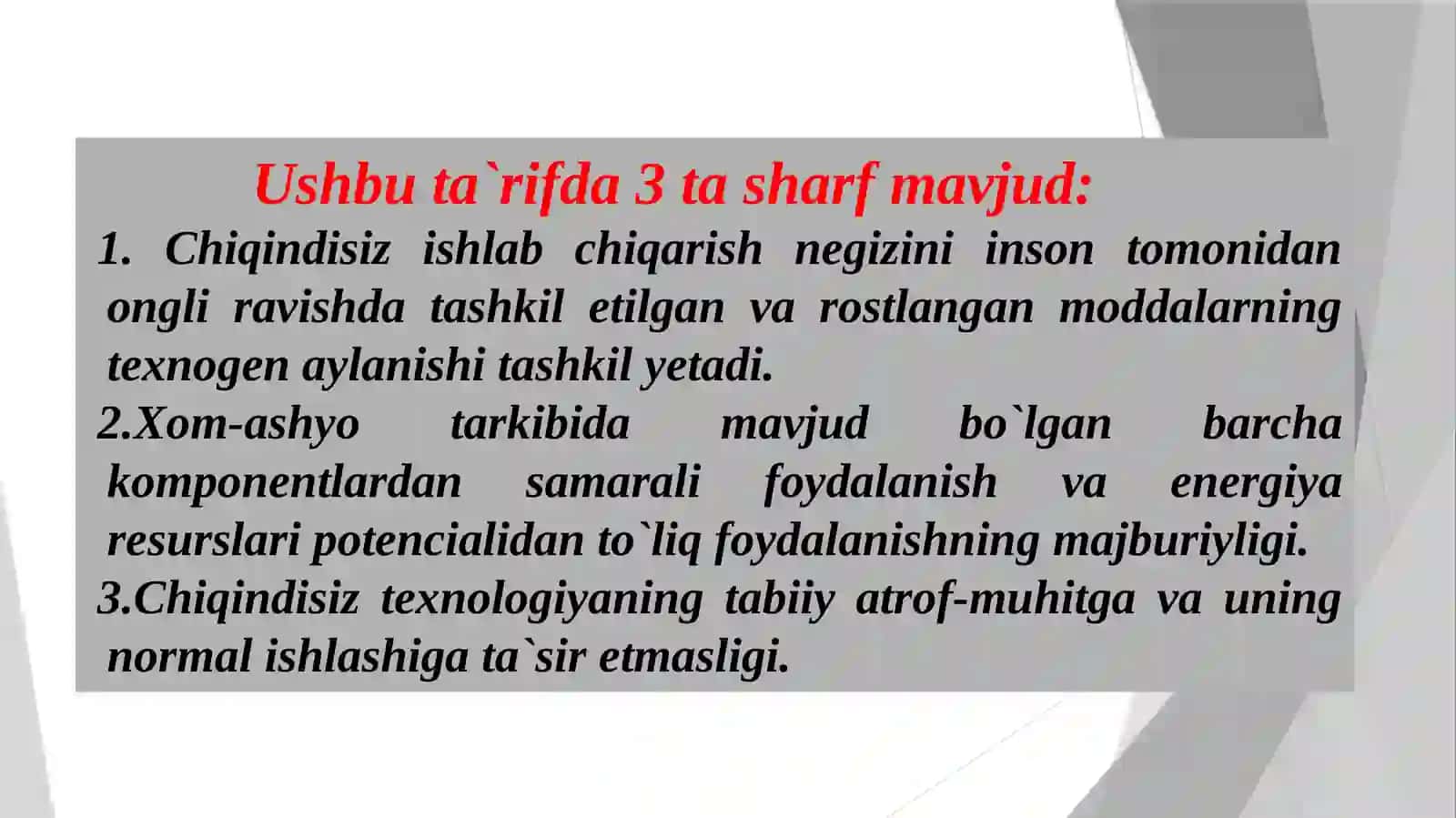 Chiqindisiz va kam chiqindili texnologiyalar 4