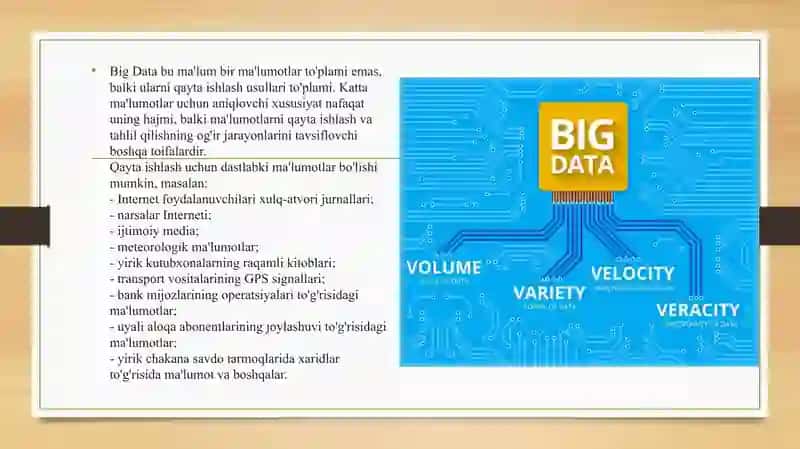 Katta ma’lumotlar (Big data) va analitika, ma’lumotlar bazasini tashkil qilish mexanizmi 4