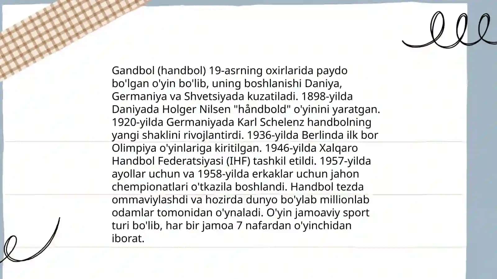 Gandbol o’yining paydo bo’lishi va rivojlanishi 4