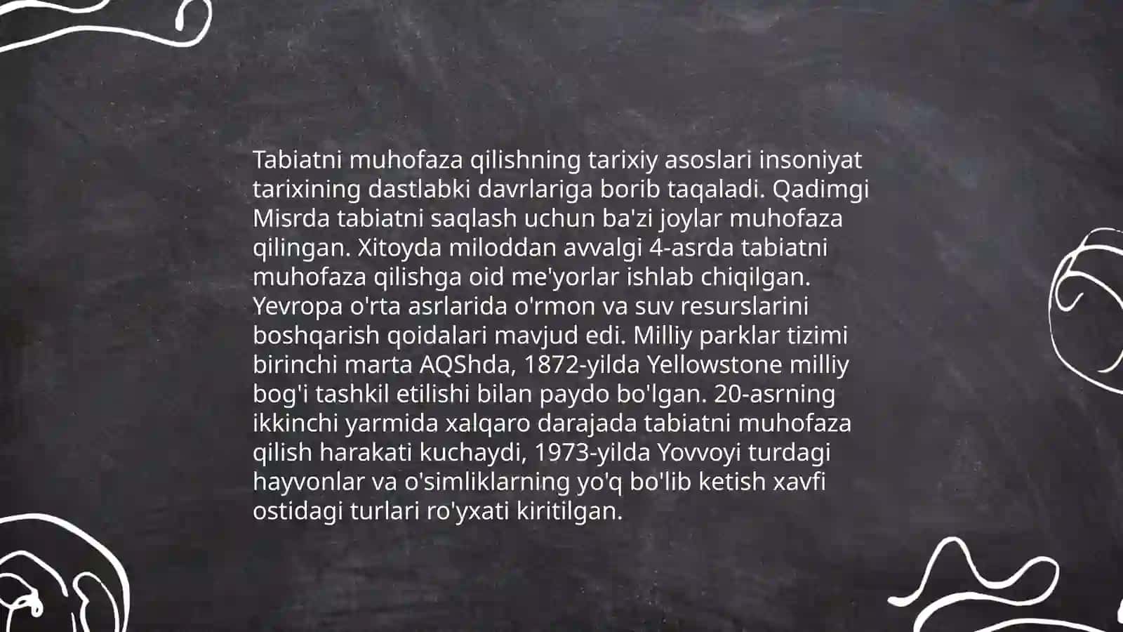 Ekologiya va tabiatni muhofaza qilishning rivojlanish tarixi 4