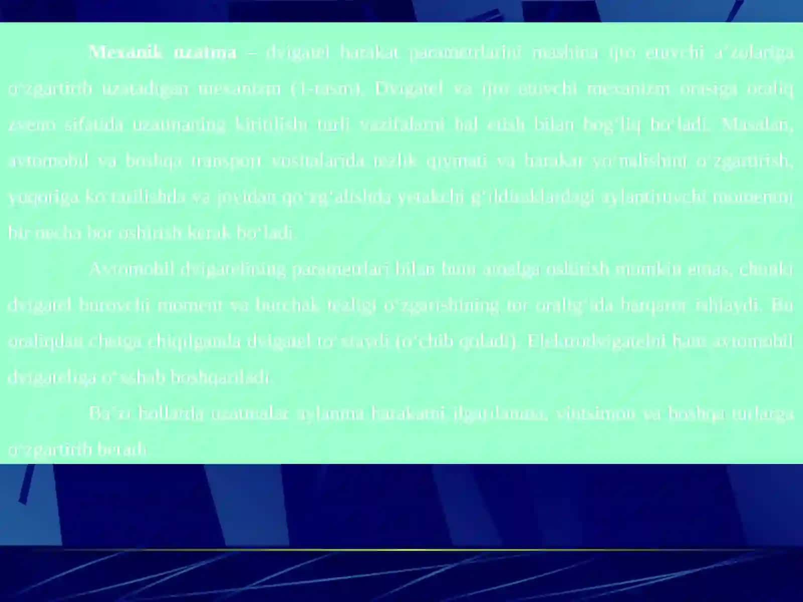Konussimon tishli uzatmalar. Ularning geometrik parametrlari, hosil bo’ladigan kuch 4