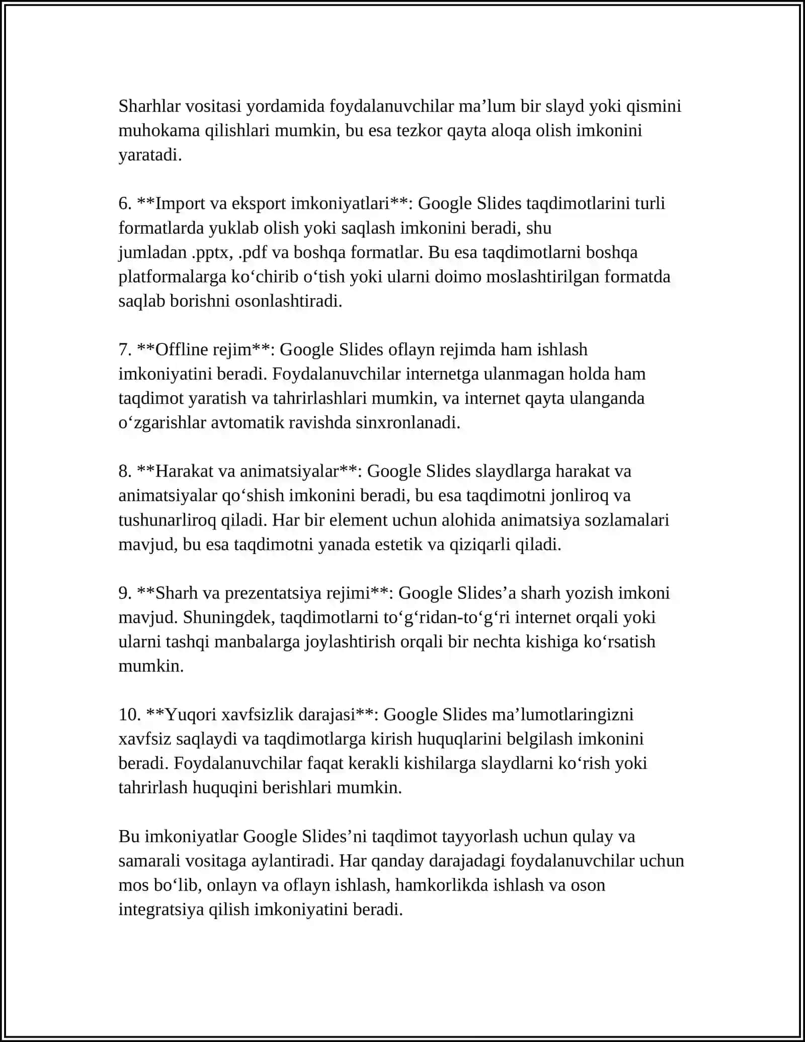 GOOGLE SLIDESDA ONLAYN PREZENTATSIYALAR YARATISH 4