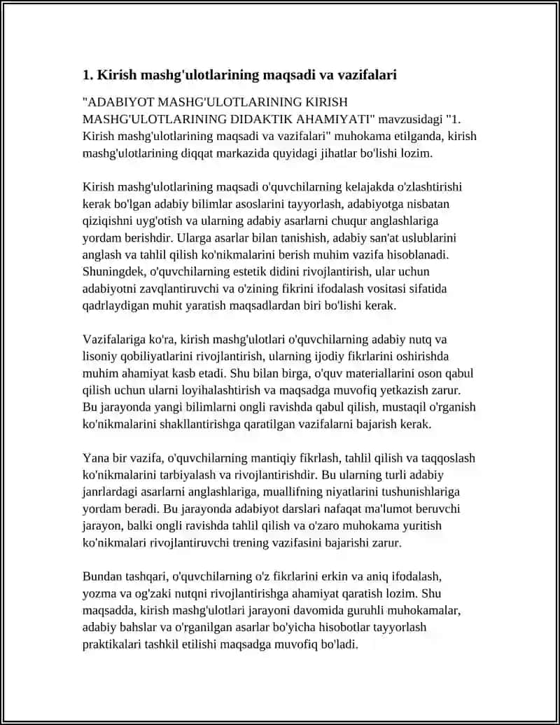 ADABIYOT MASHG'ULOTLARINING KIRISH MASHG'ULOTLARINING DIDAKTIK AHAMIYATI 4