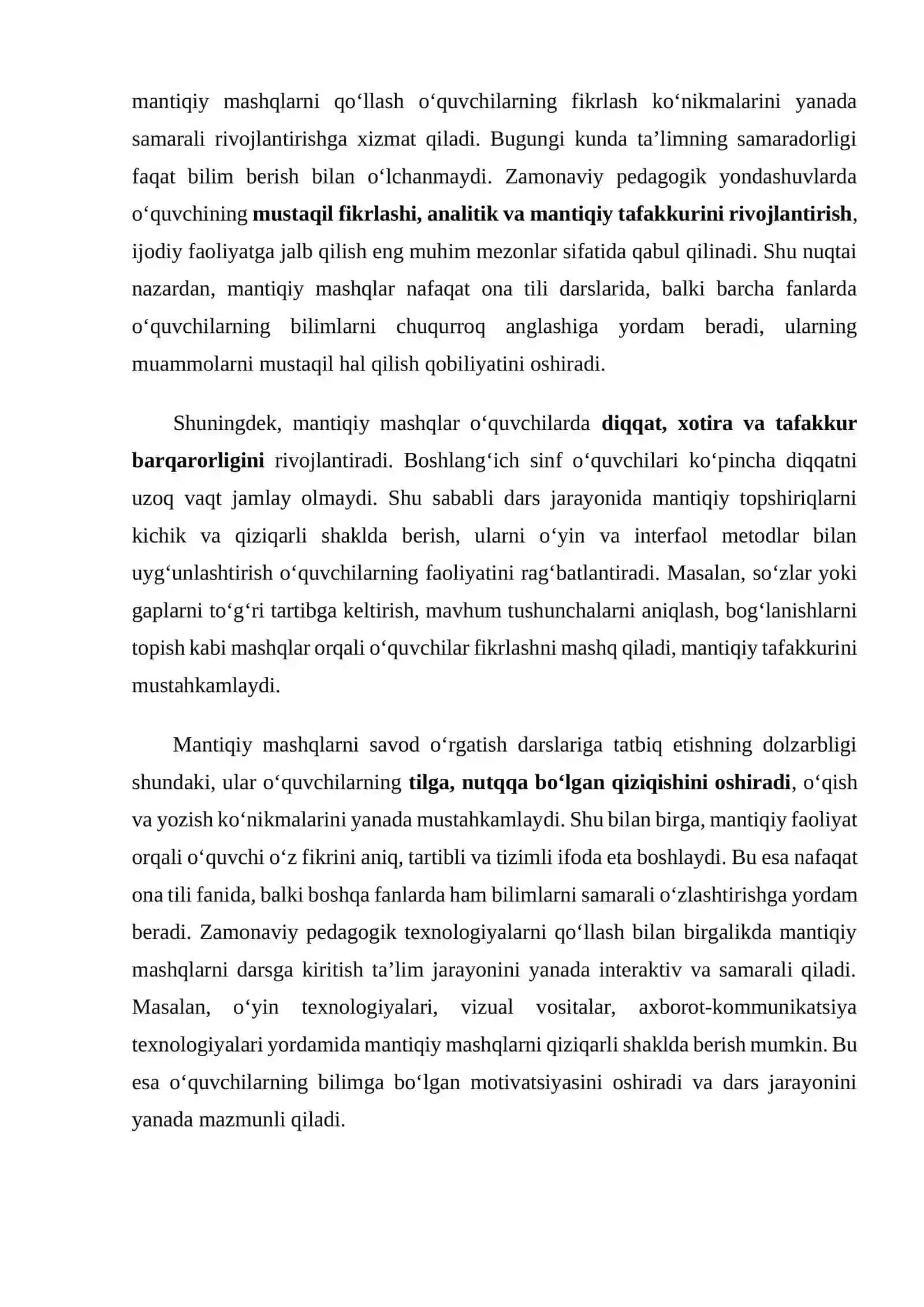 “Savod o’rgatish darslarida mantiqiy mashqlarni tashkil etish.” 4