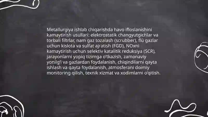 Togʻ-kon, kimyo metallurgiya sanoati va atrof muhit muhofazasi 4