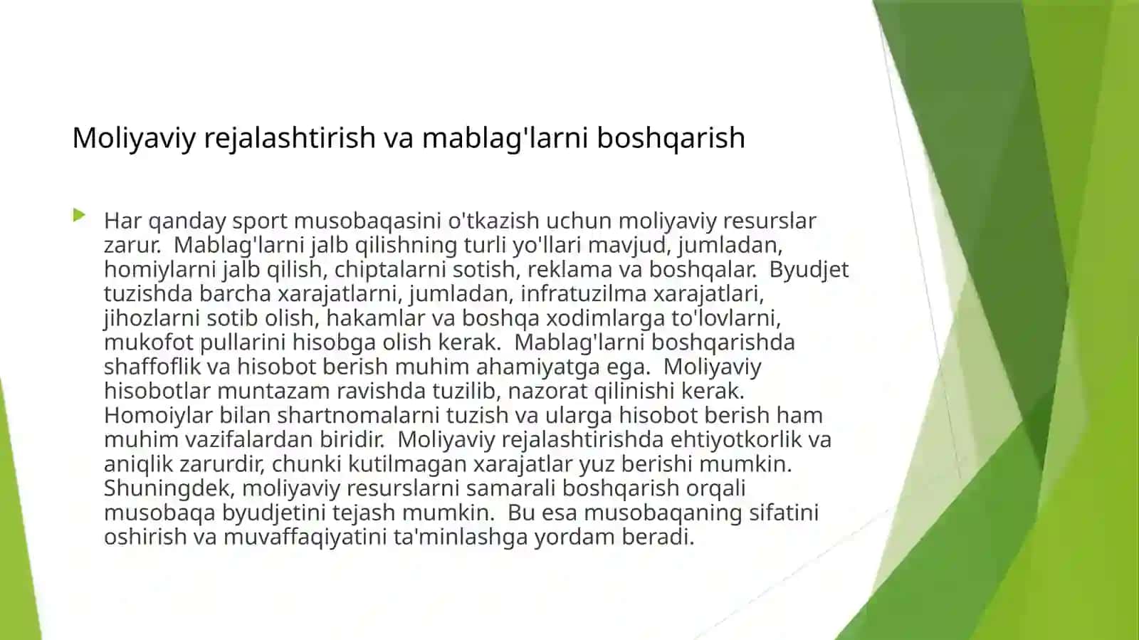 Musobaqani tashkil qilish va o‘tkazish asoslari 4