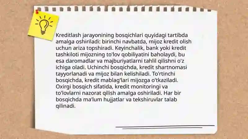 Kreditlash jarayoni va bosqichlari 4