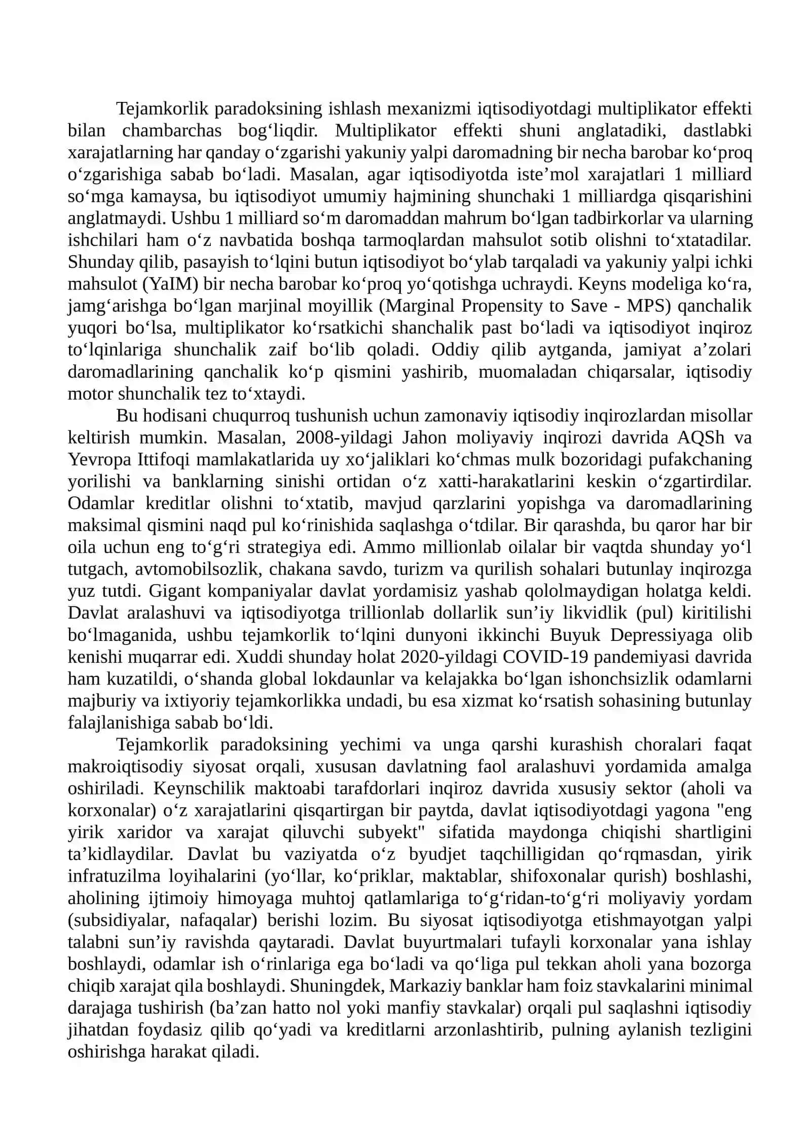 TEJAMKORLIK PARADOKSI: MOHIYATI, SABABLARI VA IQTISODIY OQIBATLARI 4