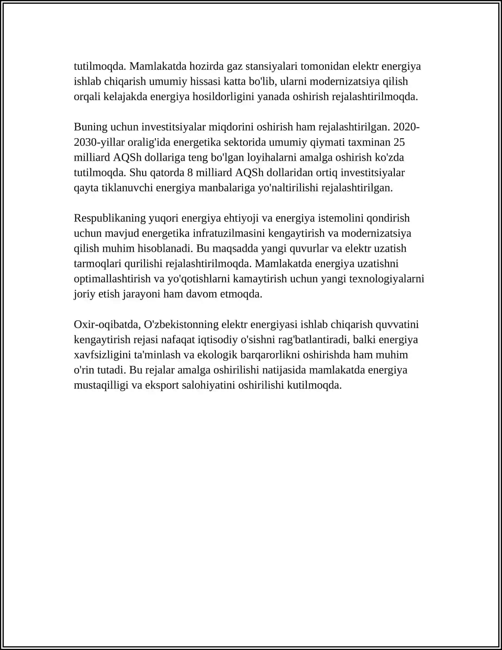 OZBEKISTON ELEKTR ENERGETIKA SOHASINING RIVOJLANISH ISTIQBOLARI 4