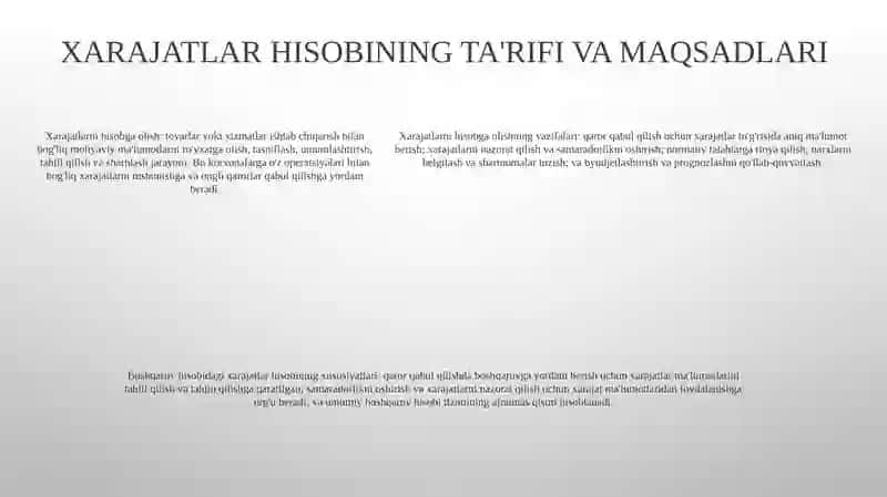 Boshqaruv Hisobini Tashkil Qilishda Xarajatlarni Hisobga Olish Xususiyatlari 4