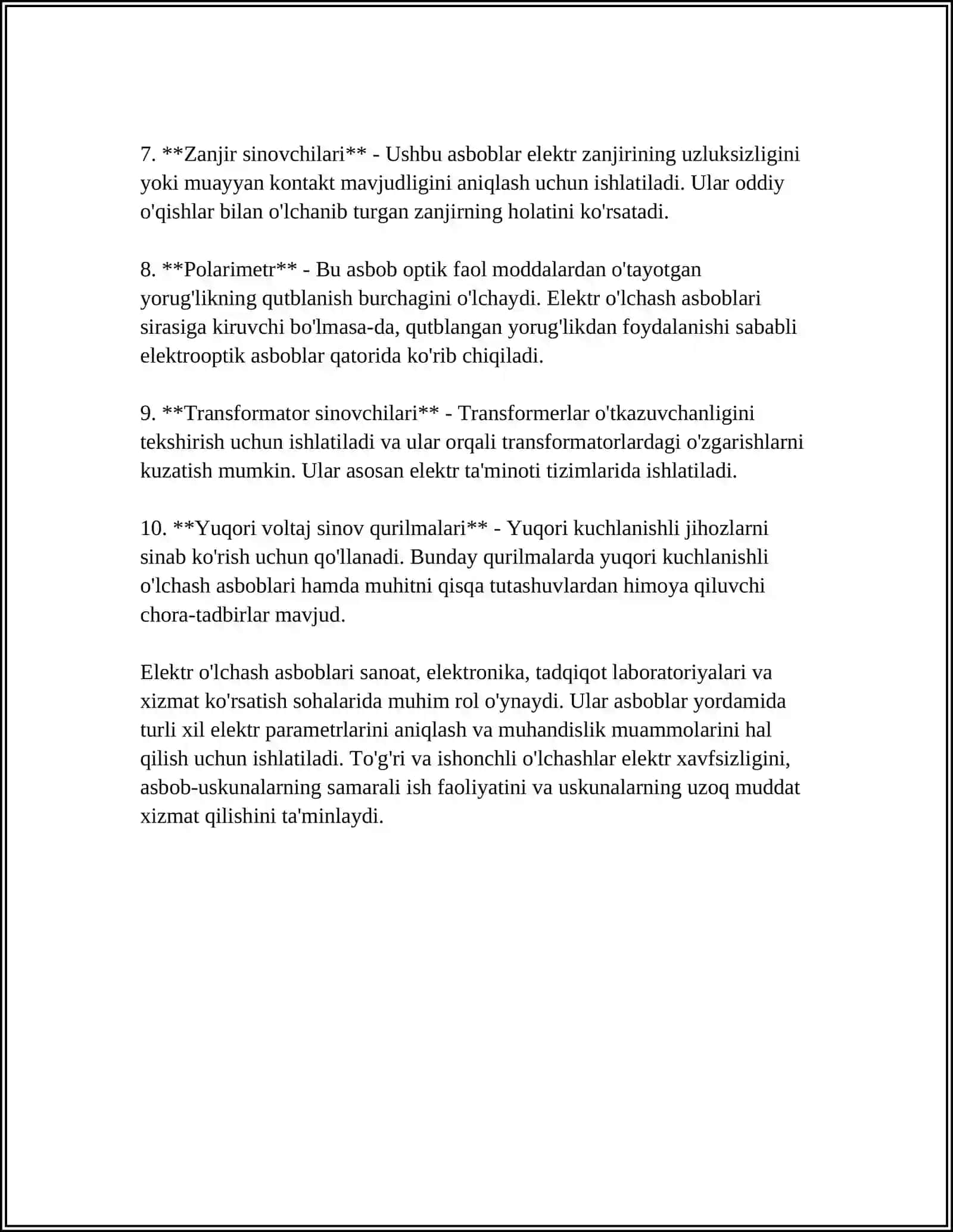 ELEKTR O'LCHASH ASBOBLARI HAQIDA UMUMIY MA'LUMOT VA ULARNING ANIQLIK KLASLARI 4