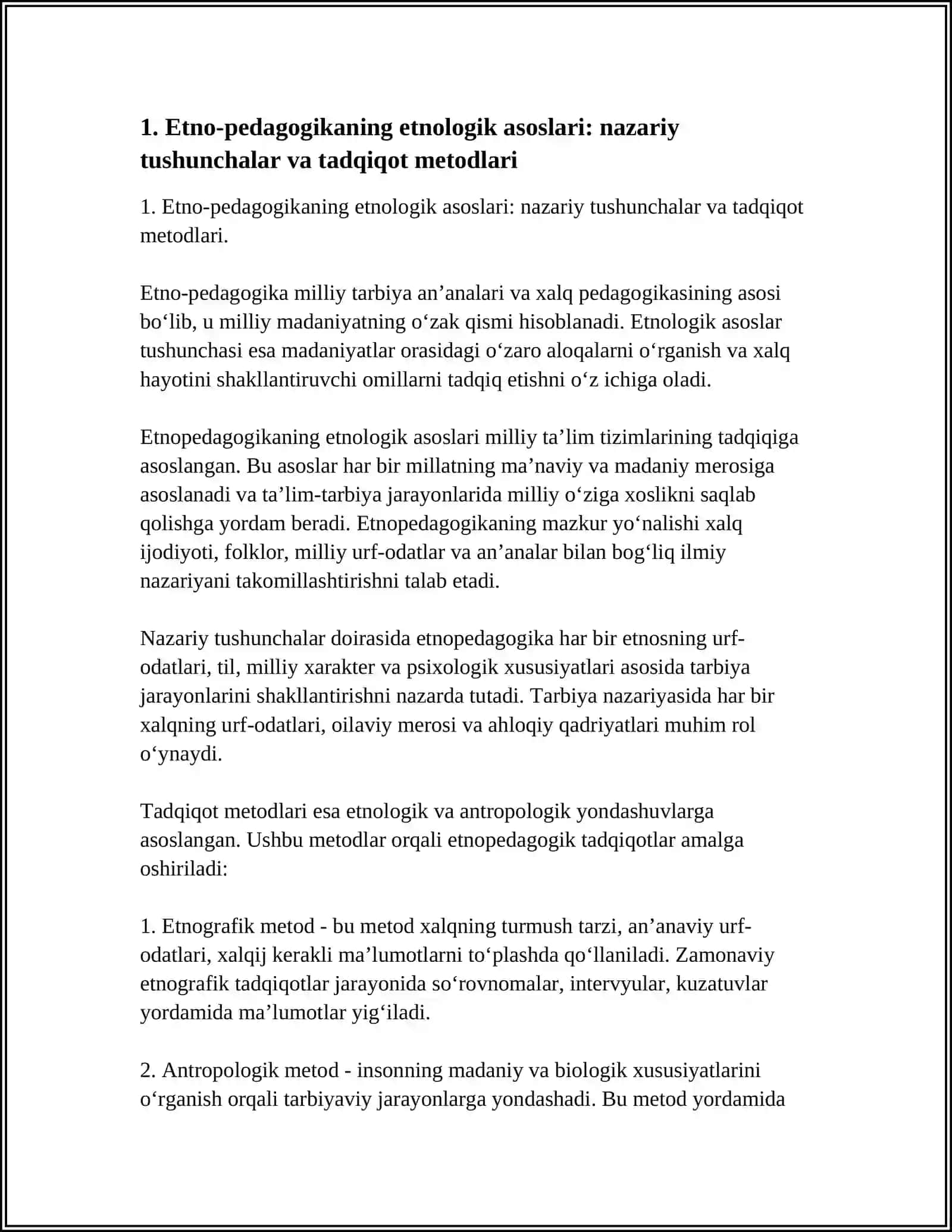 ETNO PEDAGOGIKANING ETNOLOGIK VA ANTROPOLOGIK ASOSLARI 4