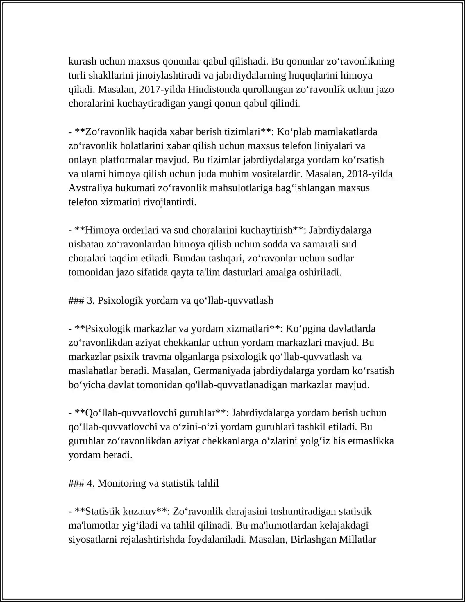 AYOLLARGA NISBATAN ZOʻRAVONLIK 4