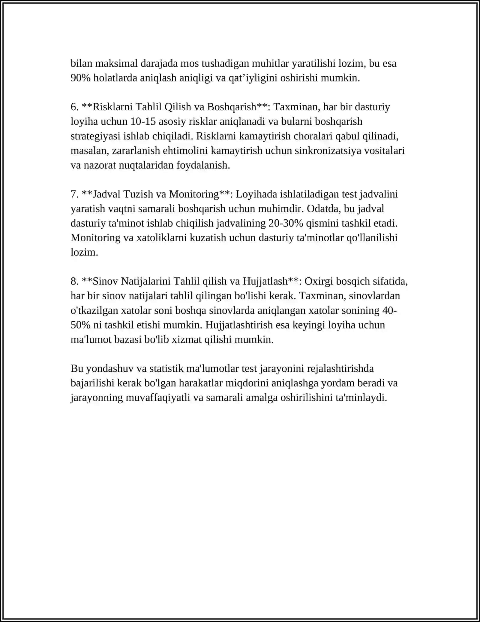 TIZIM TAHLILIDA SIFATNI TA'MINLASH VA TEST JARAYONLARINI BOSHQARISH 4
