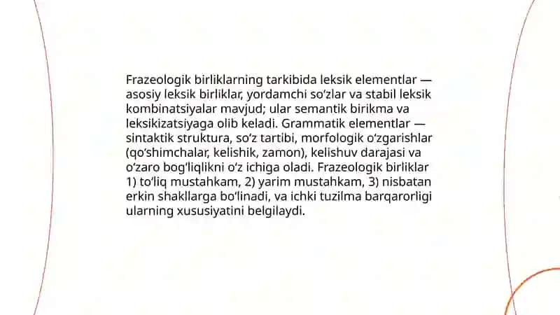 Frazeologik birikmalarning ma'no va tarkib jihatdan tavsiflanishi 4